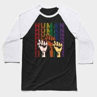 Pride LGBT Strong Hand Human Gay Rainbow Gift Baseball T-Shirt